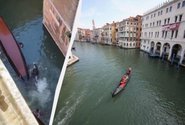 У Венеції туристи не послухалися гондольєра і опинилися в крижаній воді: все заради селфі