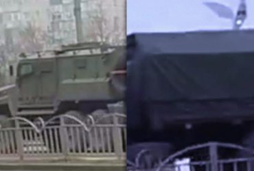 Окупанти тягнуть через Маріуполь танки з домінуючим маркуванням (відео)