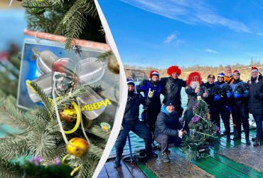 На Дніпропетровщині дайвери встановили новорічну ялинку на дні кар’єру (фото, відео)