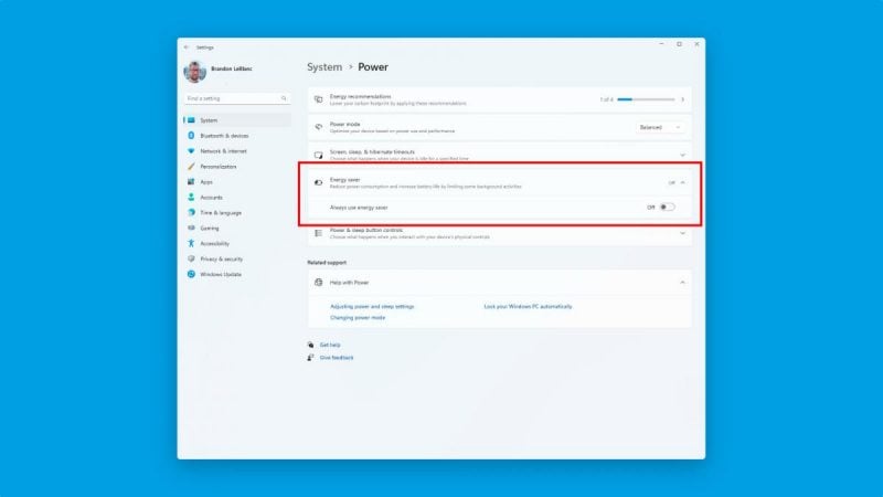 В Windows 11 добавили новый режим «Энергосбережение»
