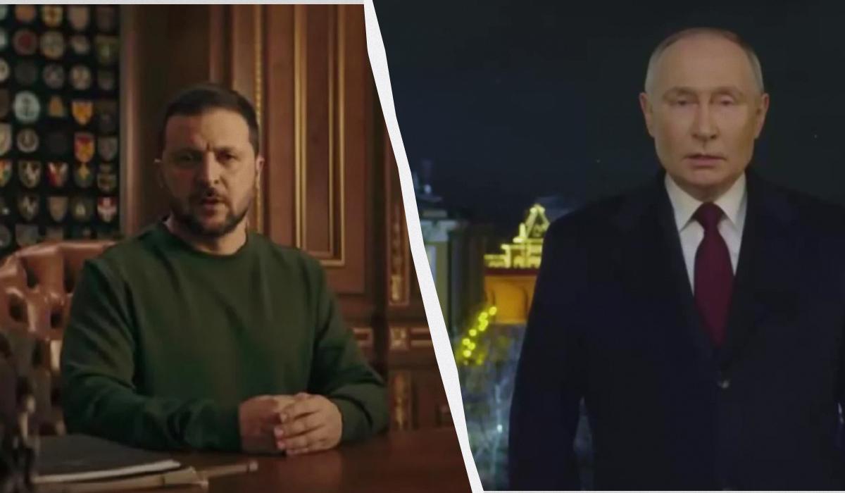 Промови Зеленського та Путіна кардинально відрізнялися / Колаж УНІАН, скріншоти Промови Зеленського та Путіна кардинально відрізнялися / Колаж УНІАН, скріншоти
