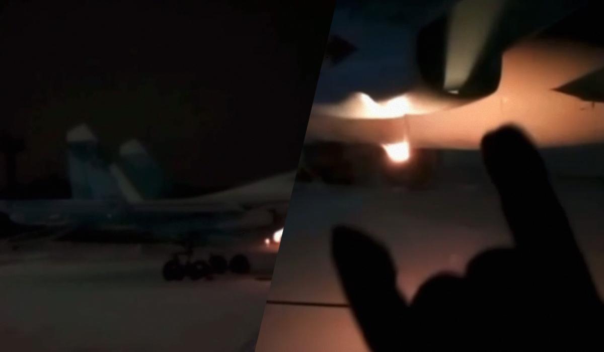 Причины возгорания бомбардировщика в РФ уточняются / коллаж УНИАН из скриншотов