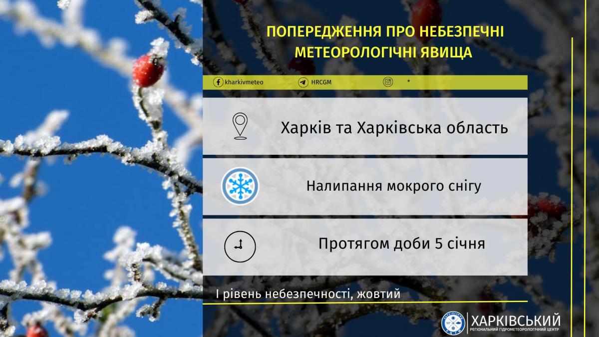 На дорогах очікується налипання мокрого снігу / фото Харківський регіональний центр з гідрометеорології