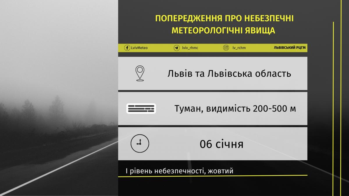 Сьогодні у Львові та області буде туман / фото Львівський гідрометцентр Сьогодні у Львові та області буде туман / фото Львівський гідрометцентр