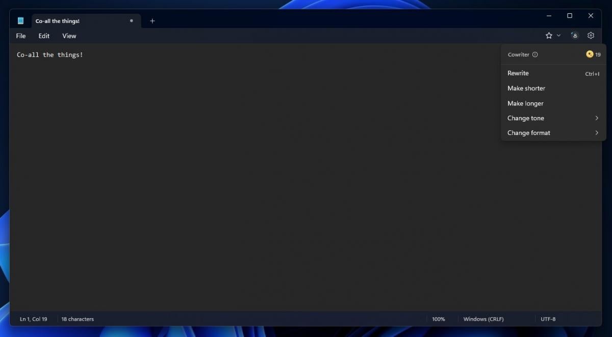 Microsoft впровадила ШІ в "Блокнот" / фото Neowin Microsoft впровадила ШІ в "Блокнот" / фото Neowin