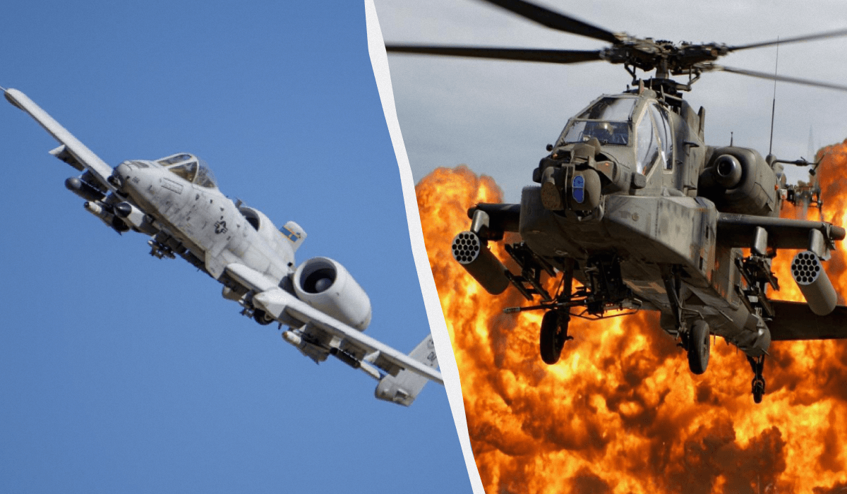 Штурмовики A-10 і ударні вертольоти AH-64 Apache повинні надати підтримку наступаючим наземним військам / колаж УНІАН, фото US Air Force Штурмовики A-10 і ударні вертольоти AH-64 Apache повинні надати підтримку наступаючим наземним військам / колаж УНІАН, фото US Air Force