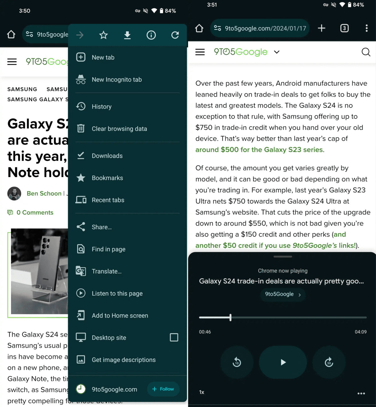 Chrome для Android научился читать текст вслух