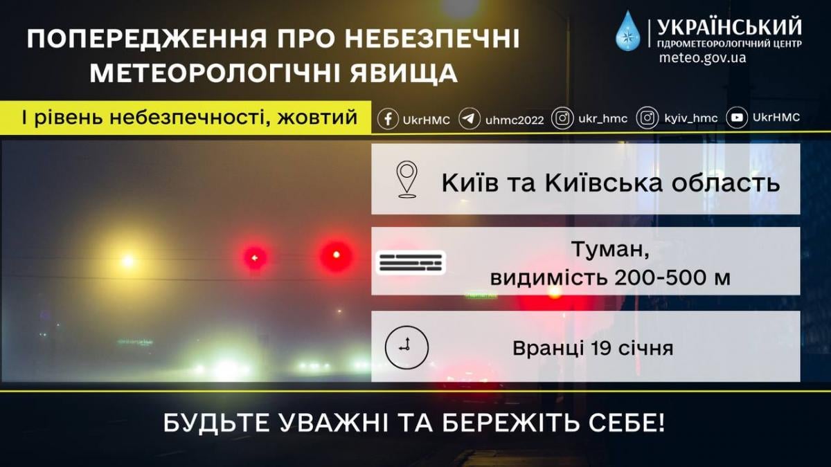 Сьогодні зранку у Києві та області триматиметься густий туман / фото Укргідрометцентр Сьогодні зранку у Києві та області триматиметься густий туман / фото Укргідрометцентр