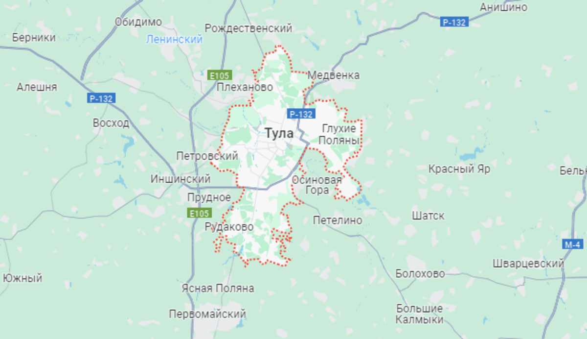 Тула на карте России / скриншот