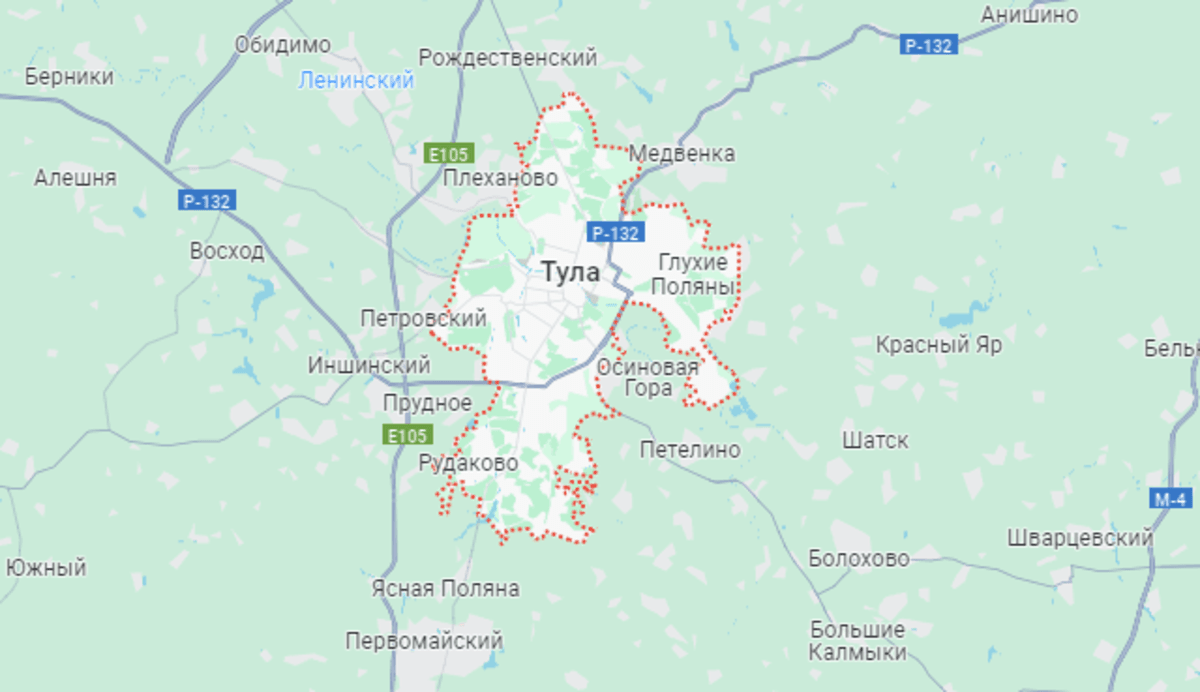 Тула на карте России / скриншот Тула на карте России / скриншот