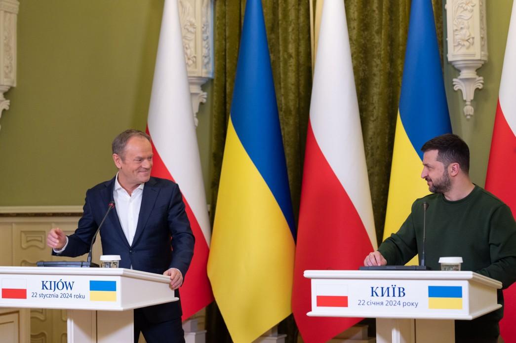 Зеленський процитував прем'єра Польщі Дональда Туска / фото president.gov.ua Зеленський процитував прем'єра Польщі Дональда Туска / фото president.gov.ua