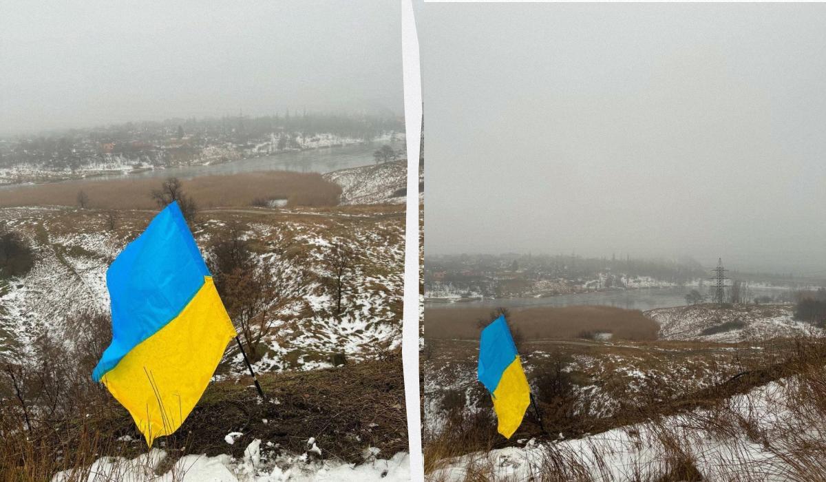 Активисты подняли флаг Украины в оккупированной Макеевке / коллаж УНИАН, фото facebook.com/yellowribbonUA Активисты подняли флаг Украины в оккупированной Макеевке / коллаж УНИАН, фото facebook.com/yellowribbonUA
