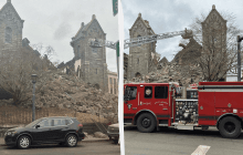 У США посеред міста епічно завалилася стара церква, момент потрапив на відео