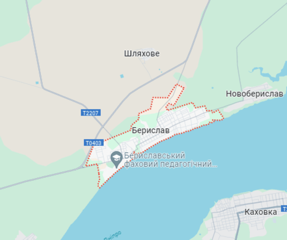 Берислав на карті / скріншот Берислав на карті / скріншот