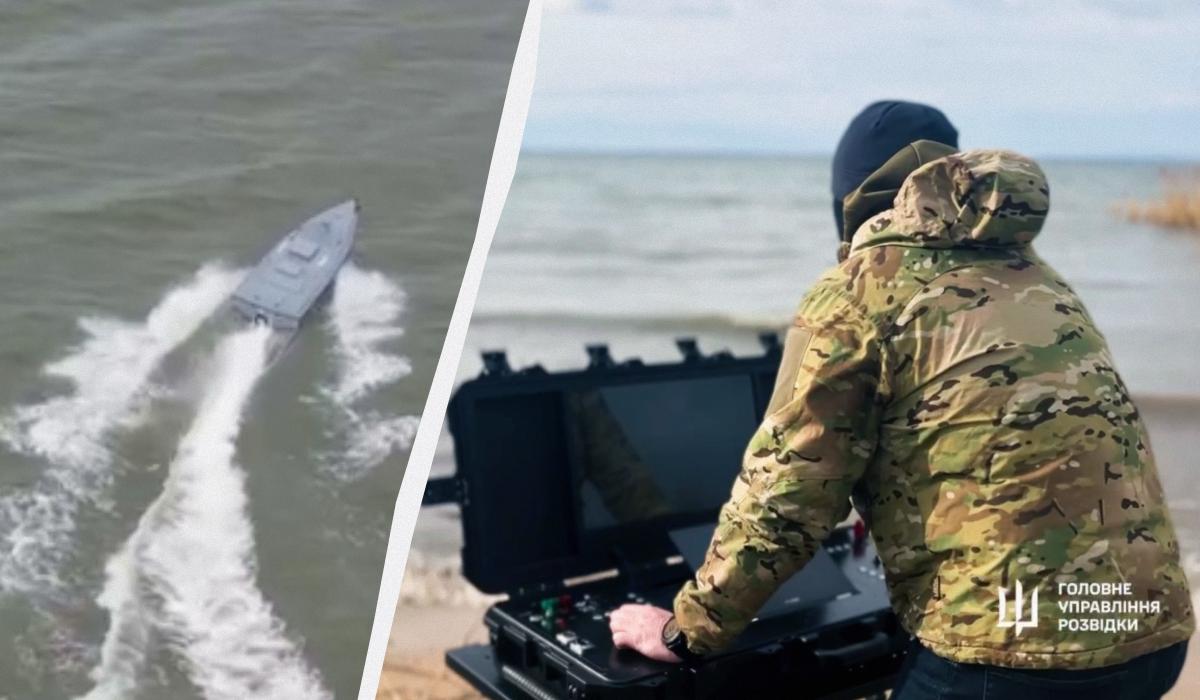 У ГУР показали роботу операторів морських дронів, які полюють на кораблі РФ / колаж УНІАН, скріншот з відео ГУР У ГУР показали роботу операторів морських дронів, які полюють на кораблі РФ / колаж УНІАН, скріншот з відео ГУР