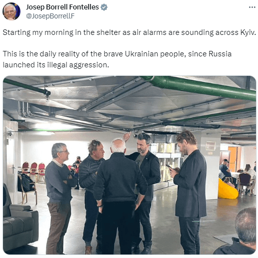 Головний євродипломат був у столиці України під час ракетного удару з боку Росії / фото twitter.com/JosepBorrellF Головний євродипломат був у столиці України під час ракетного удару з боку Росії / фото twitter.com/JosepBorrellF