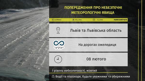 Во Львове и области 8 февраля будет скользко / фото Львовский Гидрометцентр Во Львове и области 8 февраля будет скользко / фото Львовский Гидрометцентр
