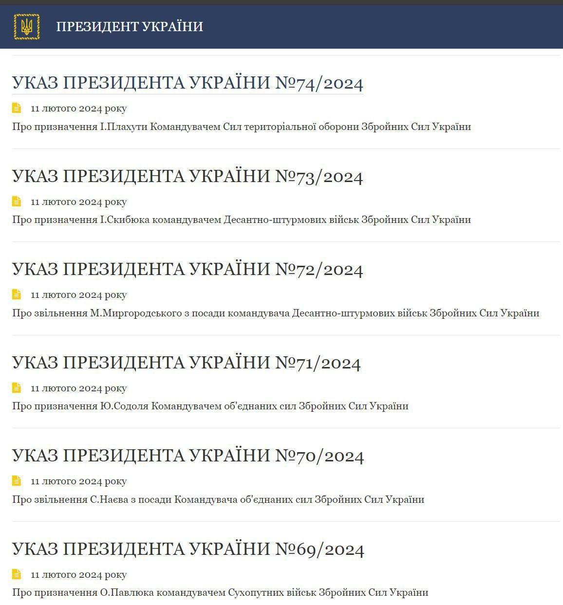 Зеленській звільнив командувачів ЗСУ / фото president.gov.ua