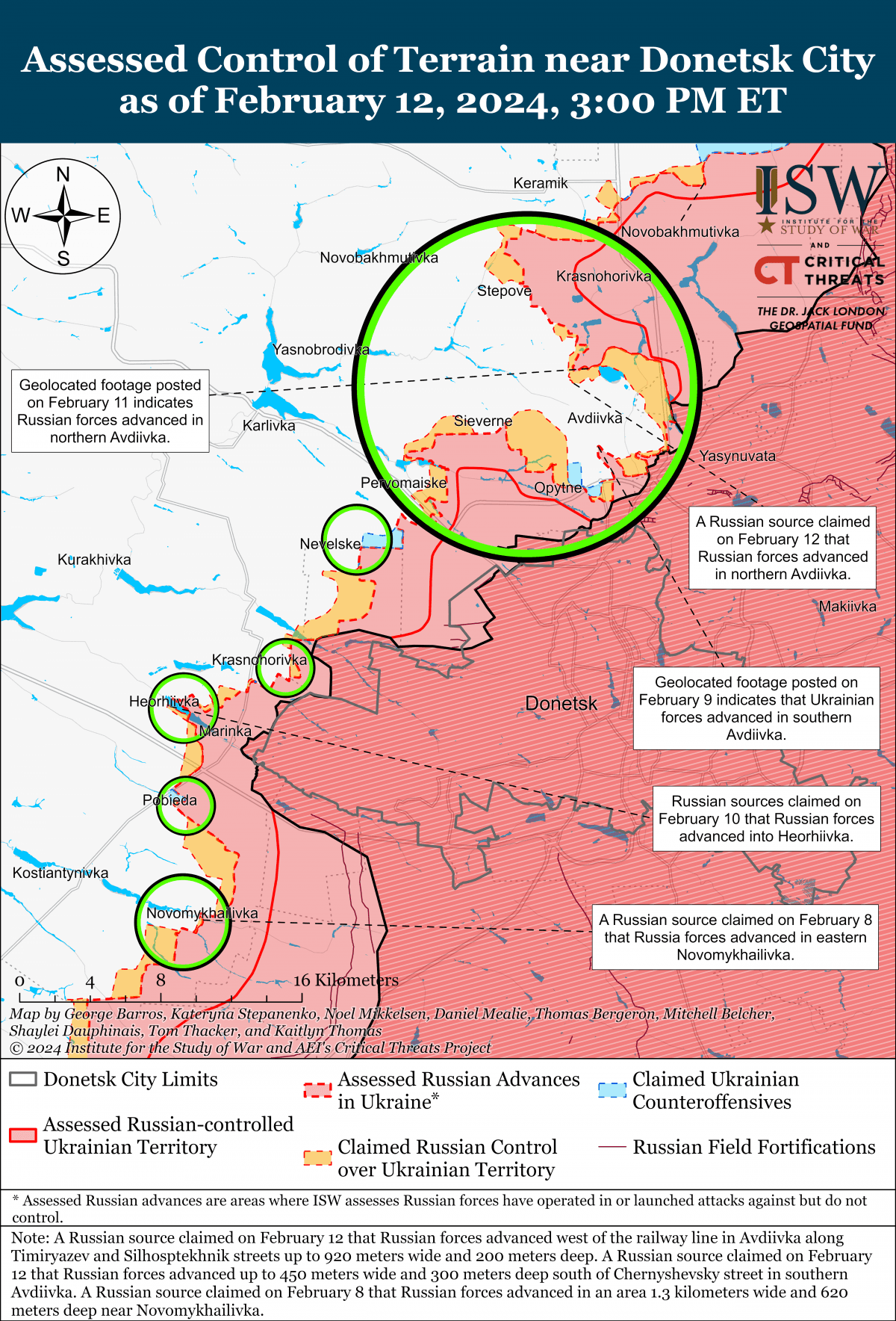 Ситуация возле Авдеевки / карта ISW