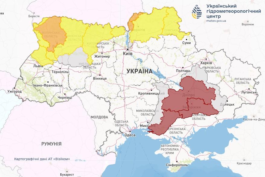 У північній частині України очікуються затоплення / фото Укргідрометцентр У північній частині України очікуються затоплення / фото Укргідрометцентр