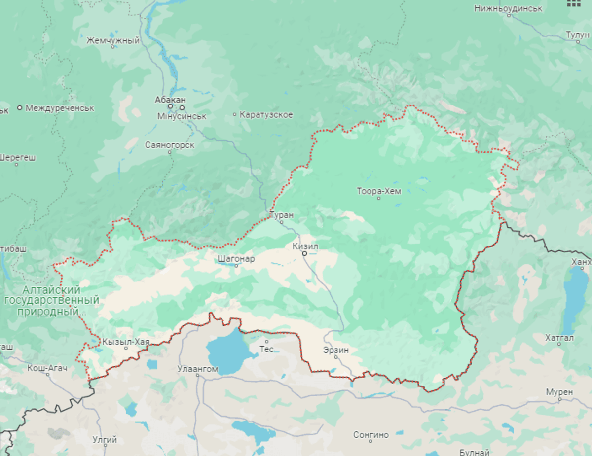 Тыва на карте / скриншот