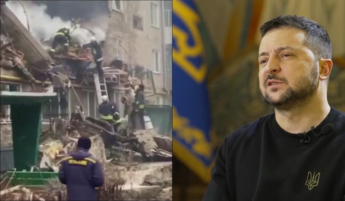 Украинский лидер отреагировал на вражеский удар беспилотником по дому в Сумах / коллаж УНИАН со скриншотов Украинский лидер отреагировал на вражеский удар беспилотником по дому в Сумах / коллаж УНИАН со скриншотов