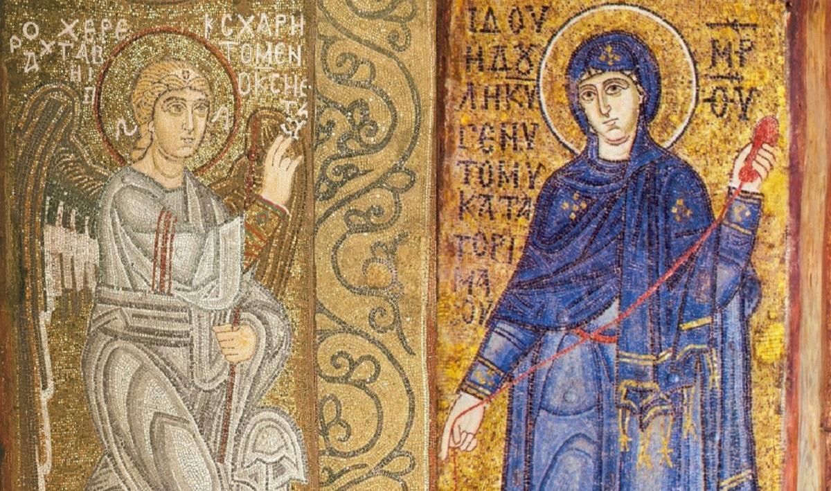 Икона Благовещение Пресвятой Богородицы / мозаика, София Киевская, XI век Икона Благовещение Пресвятой Богородицы / мозаика, София Киевская, XI век