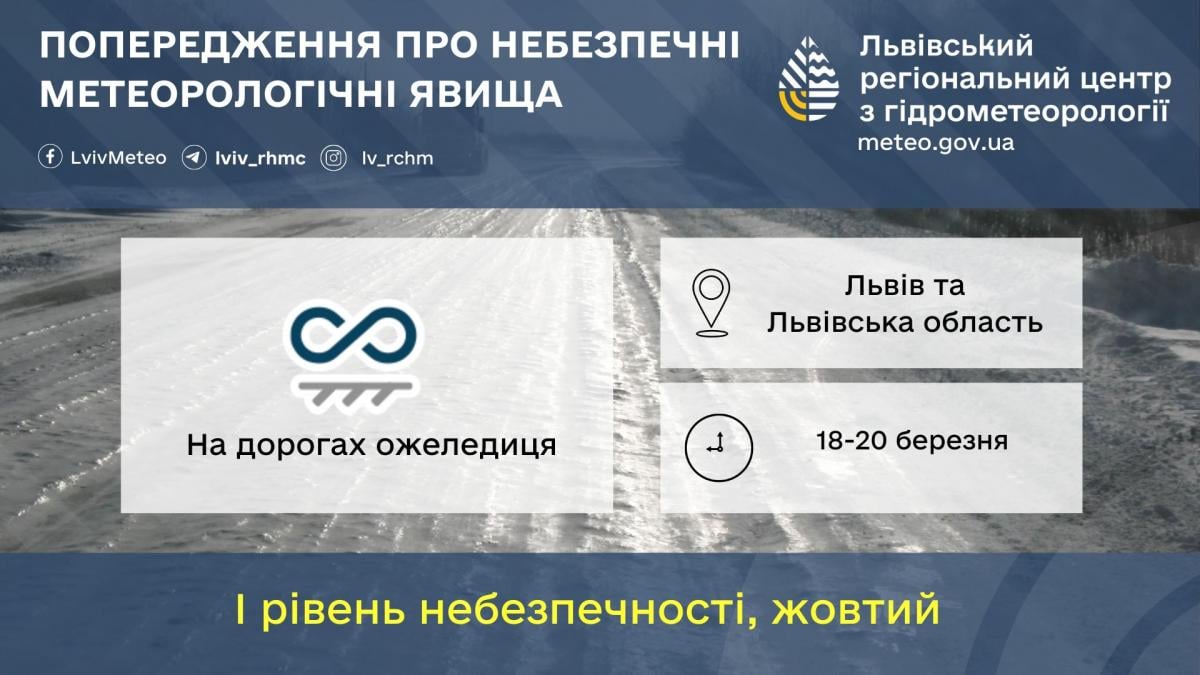 На Львівщині очікується ожеледиця / фото Львівський регіональний центр з гідрометеорології На Львівщині очікується ожеледиця / фото Львівський регіональний центр з гідрометеорології