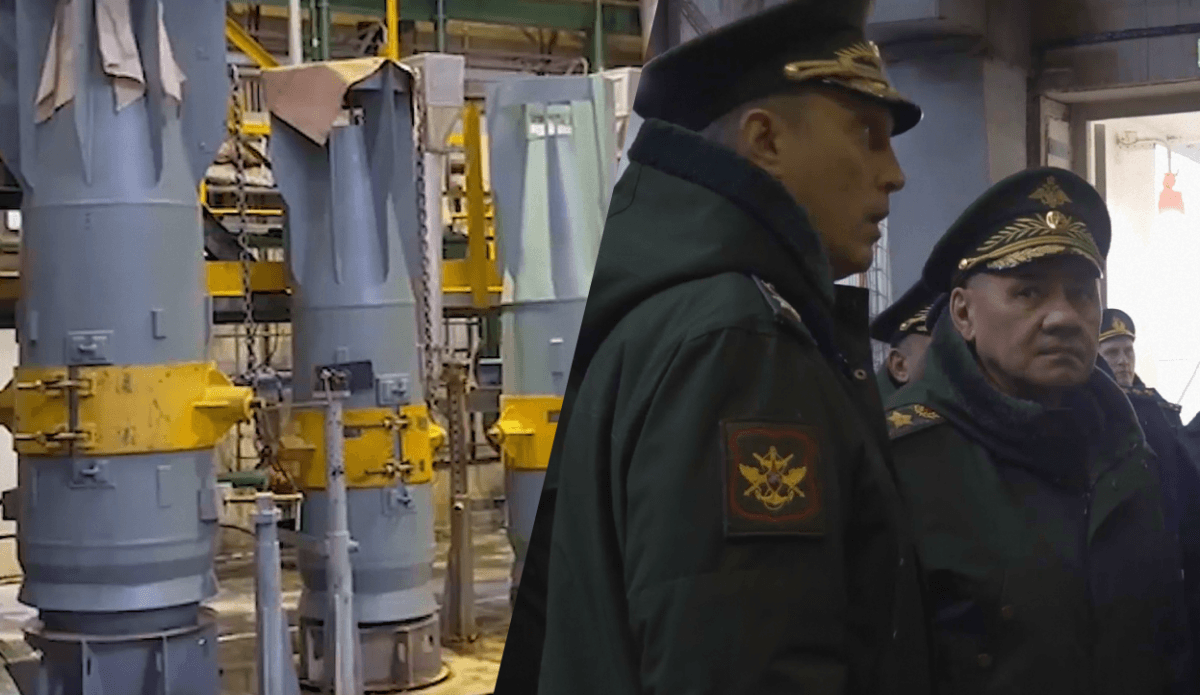Глава Міноборони РФ Шойгу оглянув підприємство, де виготовляють різні бомби для російських окупантів/ колаж УНІАН, скриншот Глава Міноборони РФ Шойгу оглянув підприємство, де виготовляють різні бомби для російських окупантів/ колаж УНІАН, скриншот