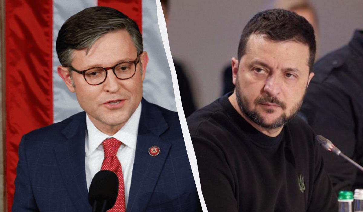 Майк Джонсон считает, что Зеленский недостаточно часто благодарит Трампа / коллаж УНИАН, фото ОП, кадр из видео