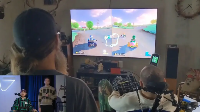 Первый человек с мозговым чипом Neuralink играет в Mario Kart / Скриншот с видео Первый человек с мозговым чипом Neuralink играет в Mario Kart / Скриншот с видео