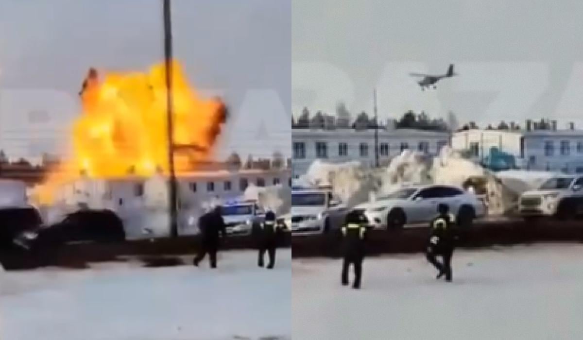 Дрон атаковал завод в Татарстане / коллаж УНИАН, скриншоты Дрон атаковал завод в Татарстане / коллаж УНИАН, скриншоты