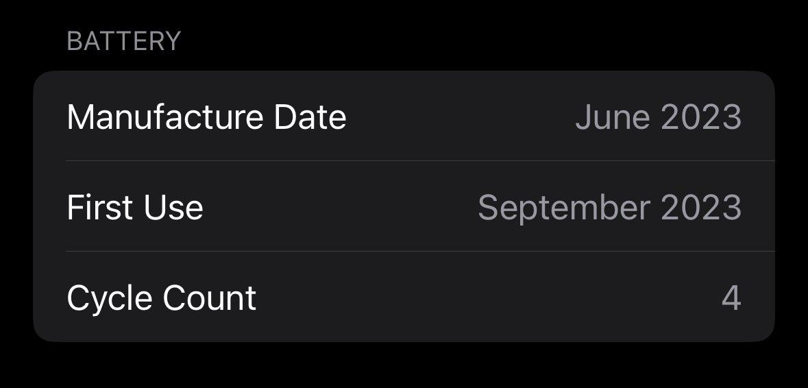 iPhone 15 теперь показывает количество циклов заряда батареи iPhone 15 теперь показывает количество циклов заряда батареи