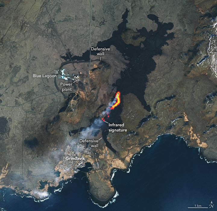 Потоки лави після виверження вулкану в Ісландії / фото NASA Earth