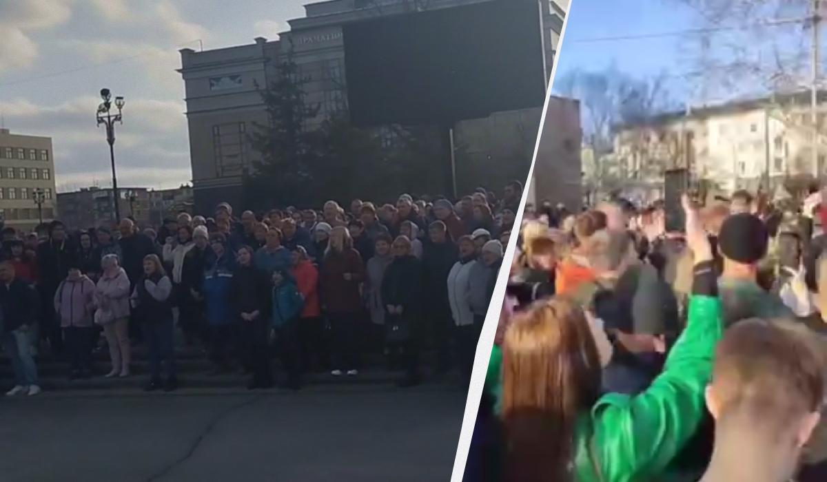 Протести в Орську / Колаж УНІАН / Скриншоти Протести в Орську / Колаж УНІАН / Скриншоти