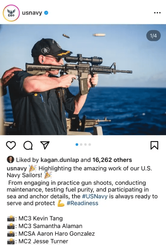 Скриншот допису з Instagram ВМС США