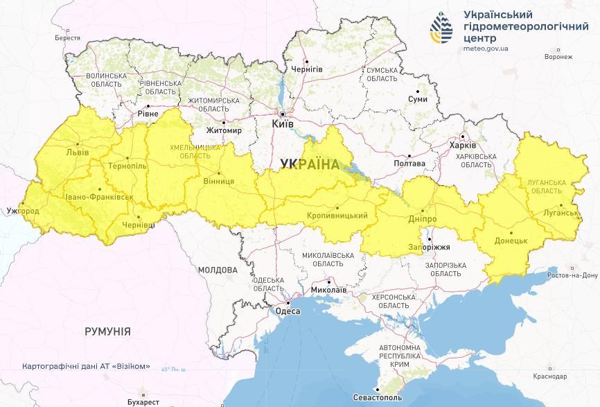 Синоптики предупреждают о грозах и сильных порывах ветра в Украине / фото Укргидрометцентр Синоптики предупреждают о грозах и сильных порывах ветра в Украине / фото Укргидрометцентр