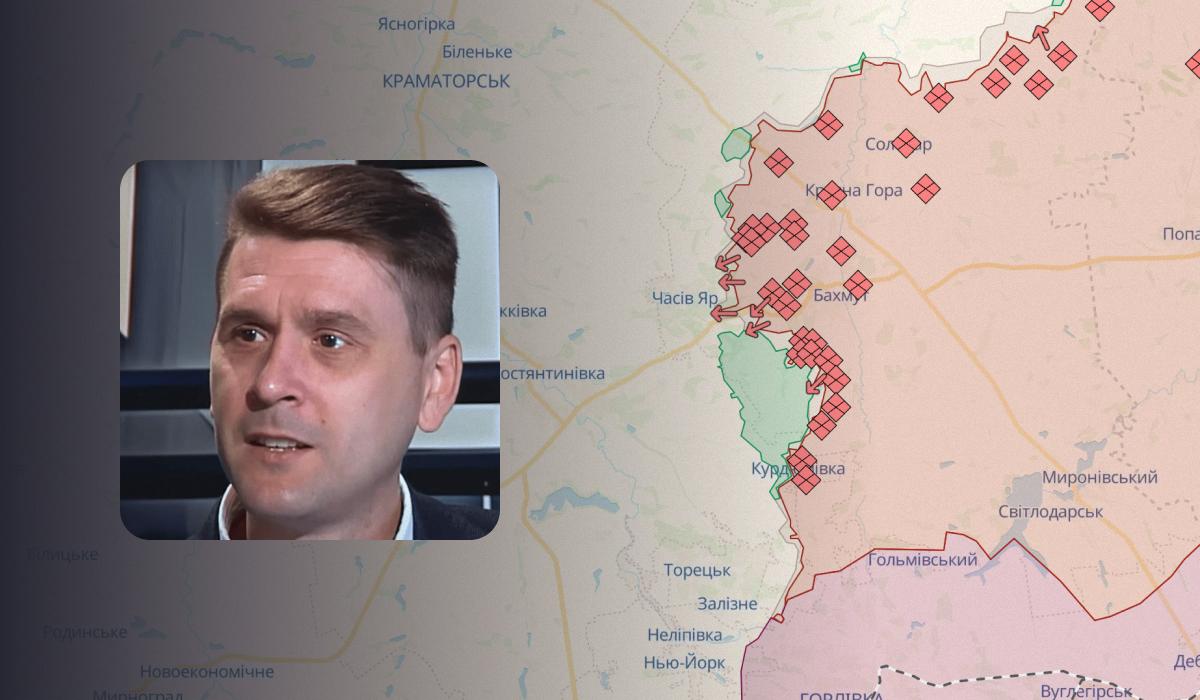 Коваленко оценил, смогут ли россияне захватить Часов Яр до 9 мая / коллаж УНИАН, фото DeepState, скриншот Коваленко оценил, смогут ли россияне захватить Часов Яр до 9 мая / коллаж УНИАН, фото DeepState, скриншот