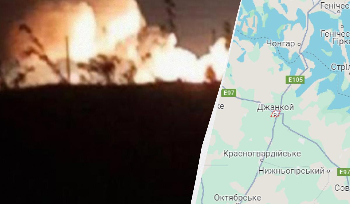 Вночі на аеродрому у Джанкої лунали вибухи / Колаж УНІАН / фото Astra, скріншот Вночі на аеродрому у Джанкої лунали вибухи / Колаж УНІАН / фото Astra, скріншот