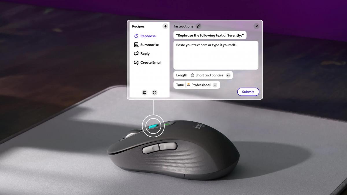 Logitech представила беспроводную мышь с кнопкой для вызова ИИ / фото Logitech