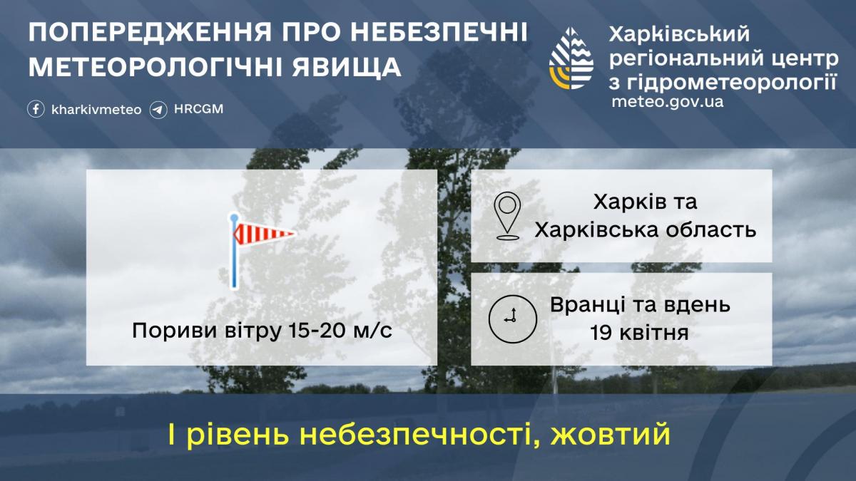 У Харкові та області оголошено жовтий рівень небезпечності / фото Харківський гідрометцентр У Харкові та області оголошено жовтий рівень небезпечності / фото Харківський гідрометцентр