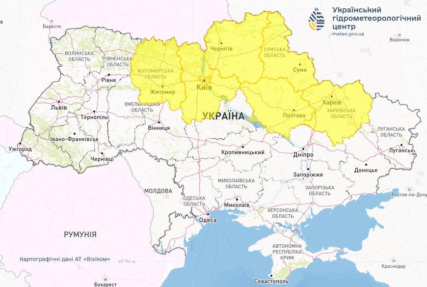 В шести областях Украины объявлен І уровень опасности / фото Укргидрометцентр В шести областях Украины объявлен І уровень опасности / фото Укргидрометцентр