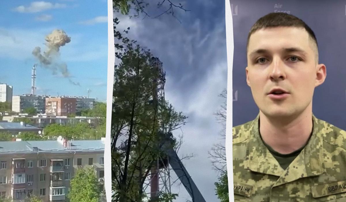 22 апреля россияне попали в телебашню в Харькове / коллаж УНИАН, скриншоты с видео 22 апреля россияне попали в телебашню в Харькове / коллаж УНИАН, скриншоты с видео