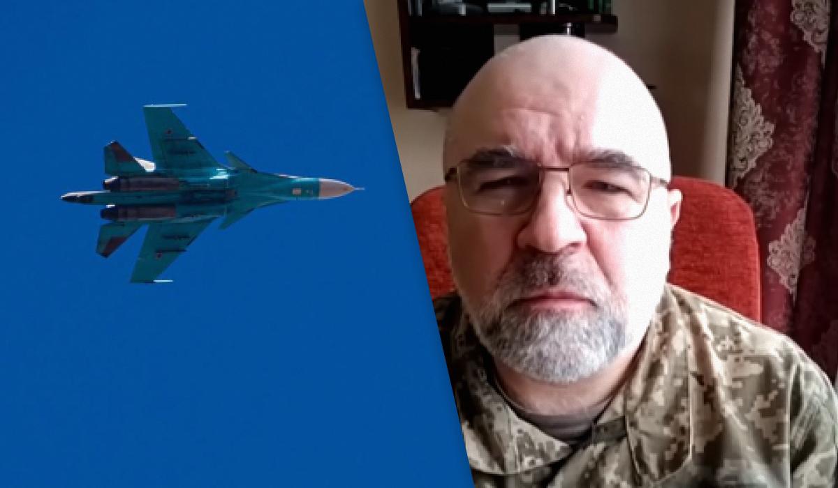 Петро Черник розповів, як можна знищувати ворожі літаки Су-34 / колаж УНІАН з фото Міноборони РФ та скріншоту