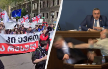 В Грузии протесты, а депутаты подрались в парламенте из-за "российского закона" (видео)