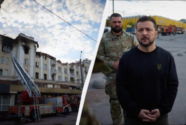 Зеленський оглянув місце ракетного удару в Дніпрі (фото)