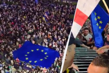 В Тбилиси масштабный протест против российского закона: начались стычки (видео)