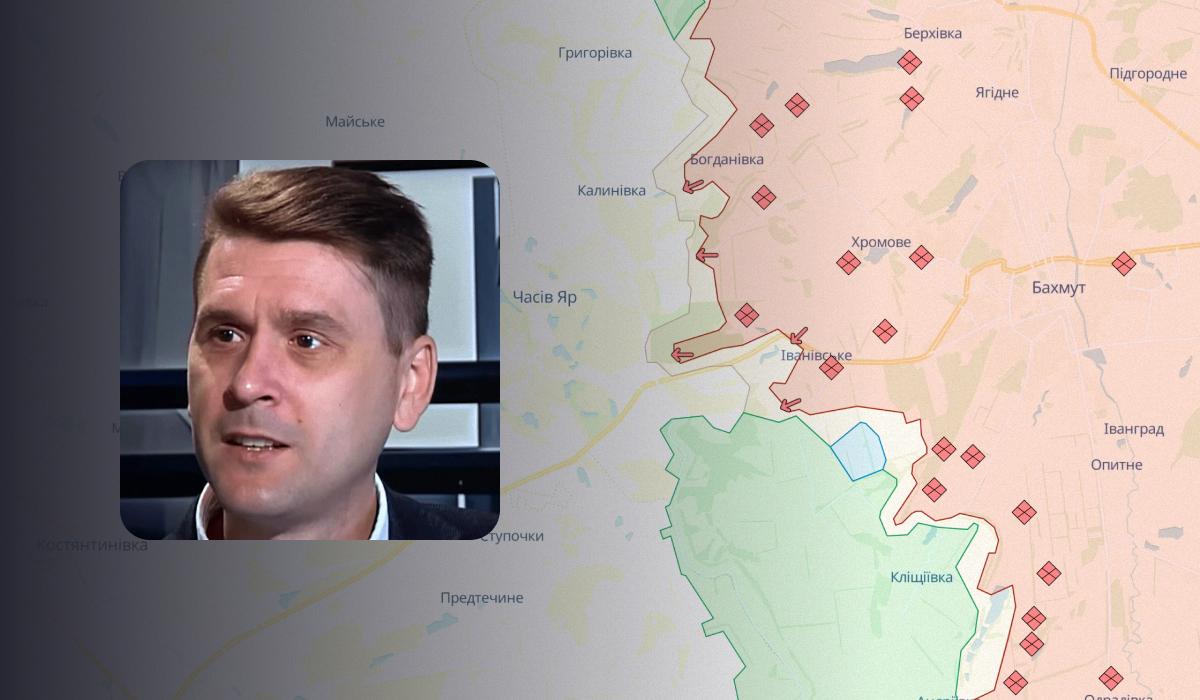 Коваленко оцінив ситуацію в районі Часового Яру / колаж УНІАН, фото DeepState, скріншот Коваленко оцінив ситуацію в районі Часового Яру / колаж УНІАН, фото DeepState, скріншот