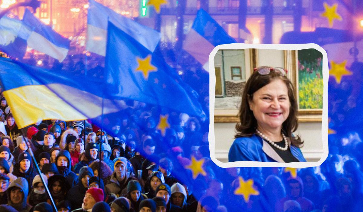 Посол ЕС в Украине Катерина Матернова не решается спрогнозировать, когда Украина станет членом Евросоюза / Коллаж УНИАН, фото Википедия
