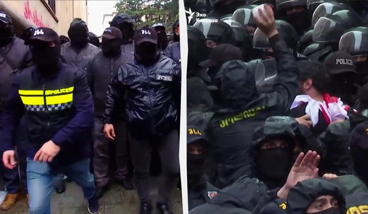 Полиция в Тбилиси действовала, как "титушки" / коллаж УНИАН, кадры из видео Полиция в Тбилиси действовала, как "титушки" / коллаж УНИАН, кадры из видео
